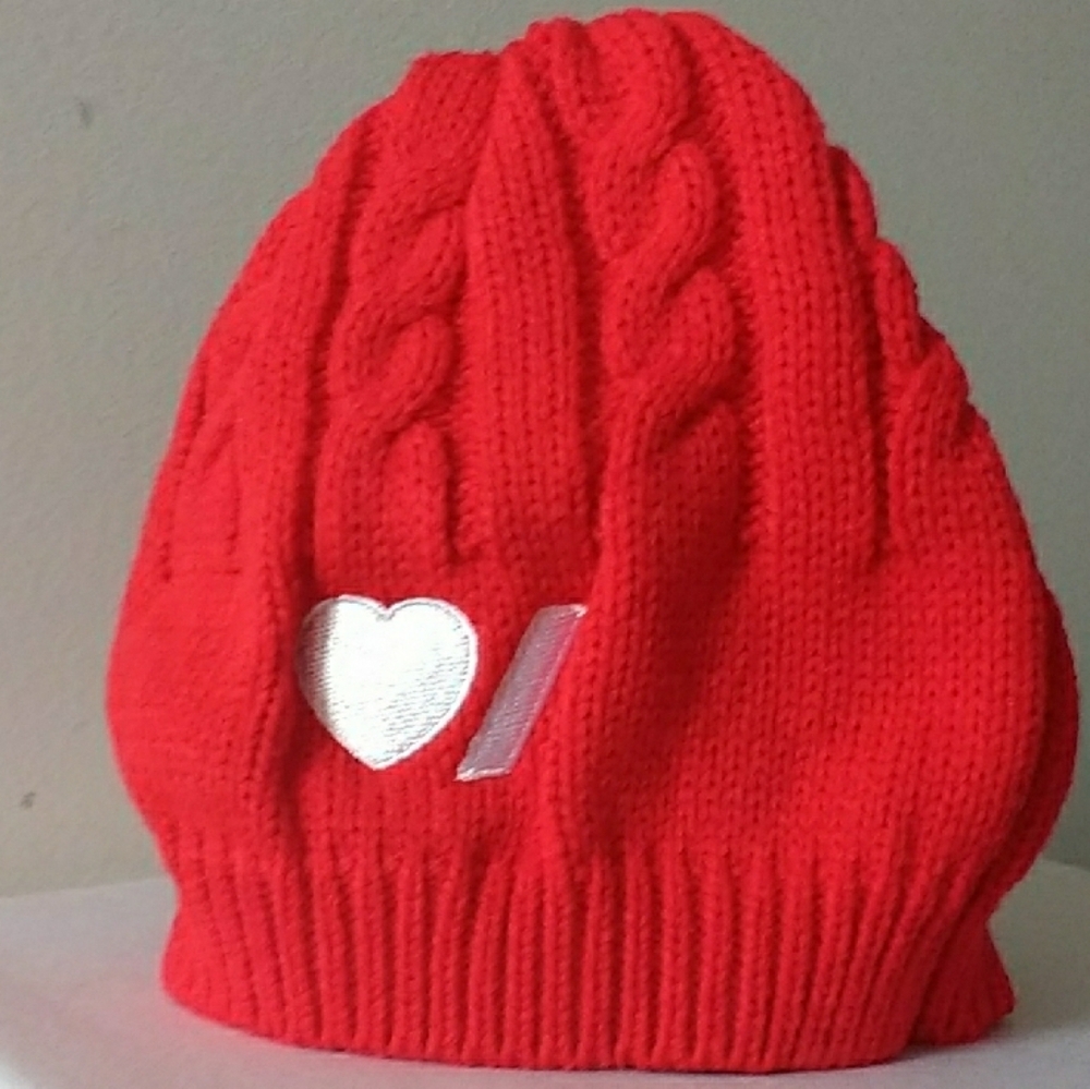 Heart and Stroke Red Knit Beanie